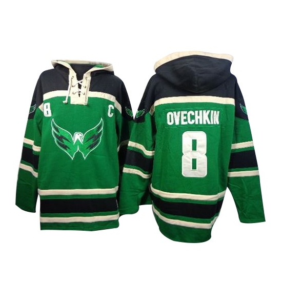 Alex Ovechkin Washington Capitals Old Time Hockey Authentic St. Patrick's Day McNary Lace Hoodie Jersey - Green