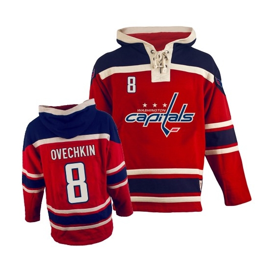 Alex Ovechkin Washington Capitals Old Time Hockey Authentic Sawyer Hooded Sweatshirt Jersey - Red