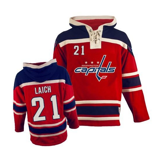 Brooks Laich Washington Capitals Old Time Hockey Authentic Sawyer Hooded Sweatshirt Jersey - Red